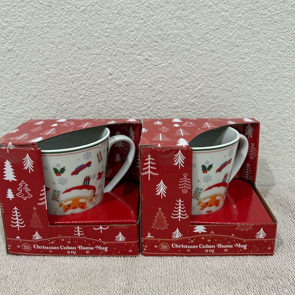 Christmas Cuban Theme Mug Santa Claus 11 oz Set of 2
